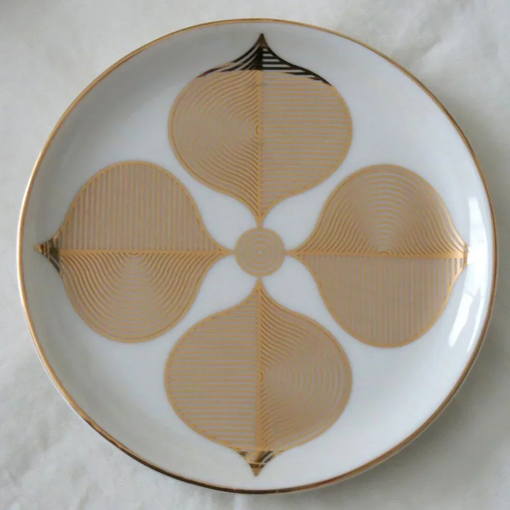 NIB Jonathan Adler HOLLYWOOD 4 Porcelain Gold Coasters RARE